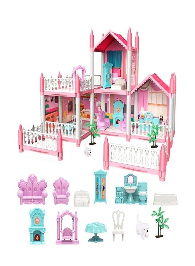 EXOMOON بيت الدمى إكسومون دريم بالاس | مجموعة لعب | بيت دمى للبنات | مجموعة لعب مع إكسسوارات | دمى مع أثاث | مجموعة لعب الأدوار | مناسب للأعمار من 3 إلى 8 سنوات - Image 1